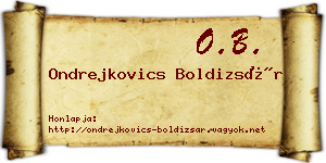 Ondrejkovics Boldizsár névjegykártya